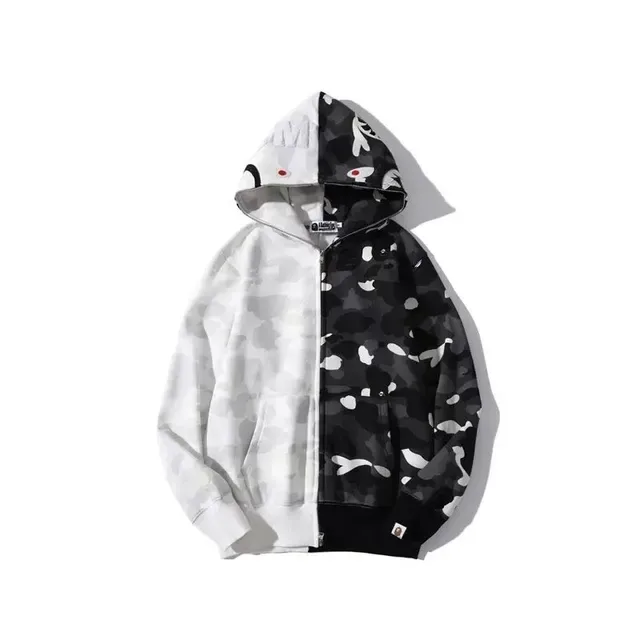 A Bathing Ape Shark Multicolor Asymmetrical Two-Tone ABC Camo Print Hoodie 3