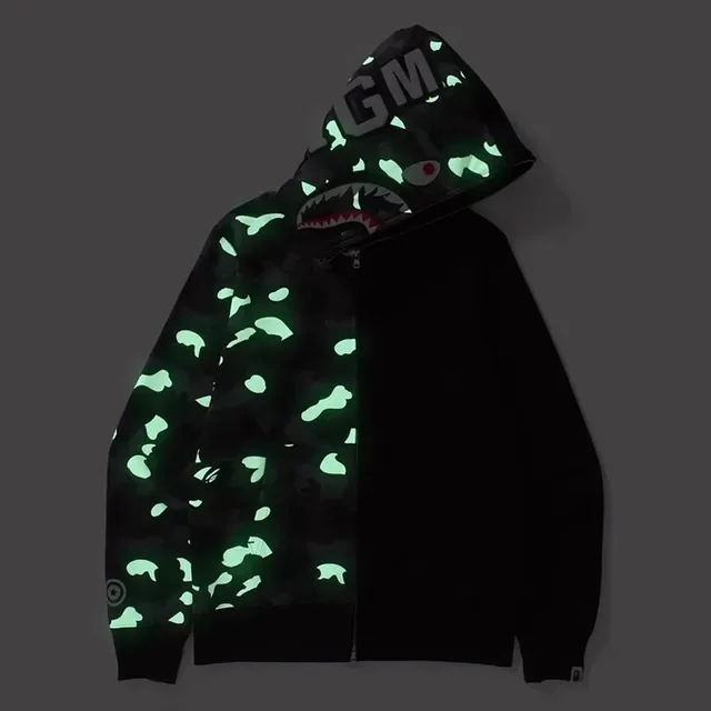 A Bathing Ape Shark Multicolor Asymmetrical Two-Tone ABC Camo Print Hoodie 4