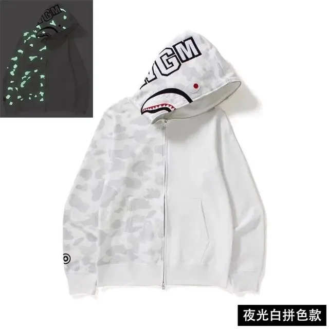 A Bathing Ape Shark Multicolor Asymmetrical Two-Tone ABC Camo Print Hoodie 5