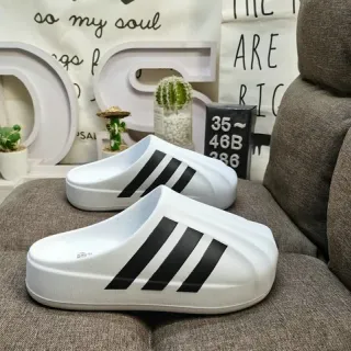 Adidas Adifom Stan Mule सफेद काला तीन धारियों वाला चप्पल