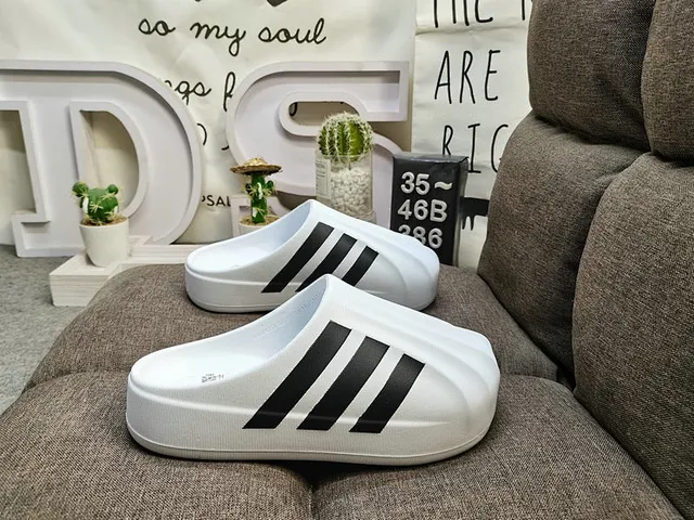Adidas Adifom Stan Mule White Black Three-Stripe Slippers 2
