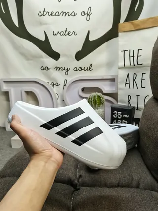 Adidas Adifom Stan Mule White Black Three-Stripe Slippers 6