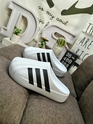 Adidas Adifom Stan Mule White Black Three-Stripe Slippers 8