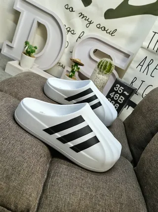 Adidas Adifom Stan Mule White Black Three-Stripe Slippers 10