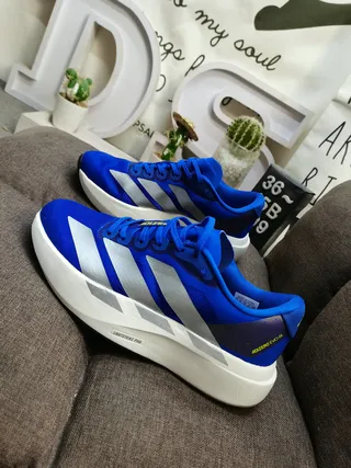 Adidas Adizero Blue Silver Running Shoes 7