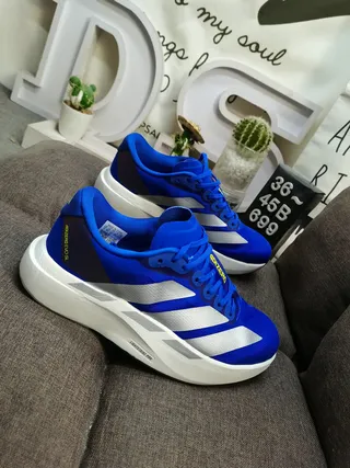 Adidas Adizero Blue Silver Running Shoes 9