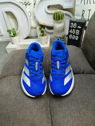 Adidas Adizero Blue Silver Running Shoes 10
