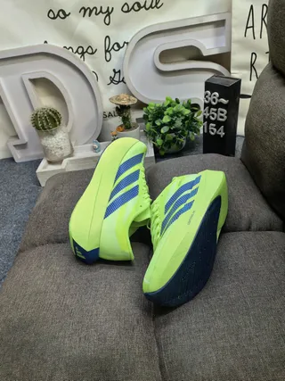 Adidas Adizero Evo SL 2 Neon Lime and Blue Zapatos para correr 6