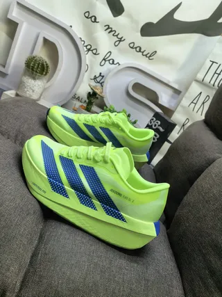 Adidas Adizero Evo SL 2 Neon Lime and Blue Zapatos para correr 7