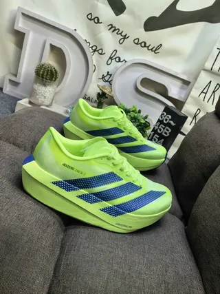 Adidas Adizero Evo SL 2 Neon Lime and Blue Zapatos para correr 9