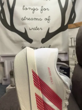 Adidas Adizero Evo SL 2 Chaussures de course blanches rouges à pois 3