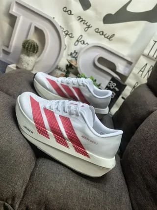 Adidas Adizero Evo SL 2 Chaussures de course blanches rouges à pois 7