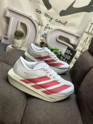 Adidas Adizero Evo SL 2 Chaussures de course blanches rouges à pois 9