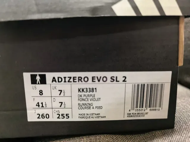 Adidas Adizero Evo SL 2 White Silver Running Shoes 22