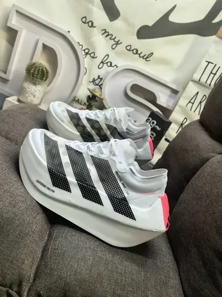 Adidas Adizero Prime X Evo White Black Pink Running Shoes 7