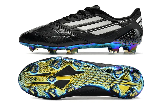 Adidas adizero Chaussures de football blanches argentées holographiques pour terrain ferme 13