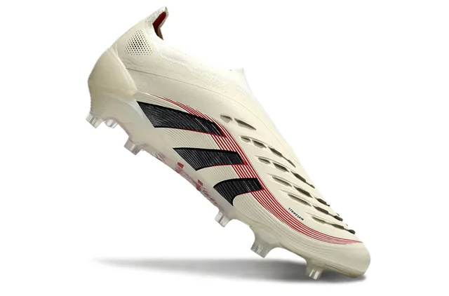 Adidas Beige Black Low-Cut Sock-Fit Upper Firm-Ground Soccer Shoes 2