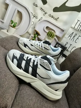 Adidas Beige Black Mesh And Synthetic Overlay Construction Sculpted Geometric Midsole Lifestyle Sneakers 7