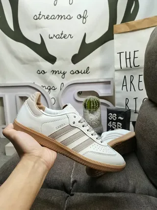 Adidas Beige Brown Low-Top Perforated Toe Lifestyle Sneakers 6