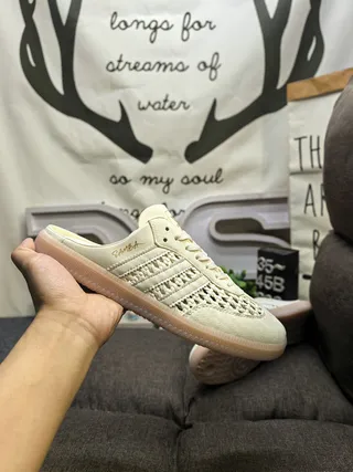Adidas Beige Brown Perforated Suede Upper Gum Rubber Sole Casual Shoes 5