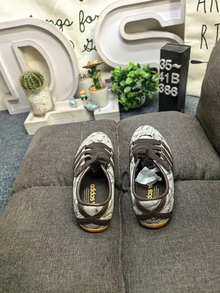 Adidas Beige Brown Snake-Print Upper Three-Stripe Panels Lifestyle Sneakers 8