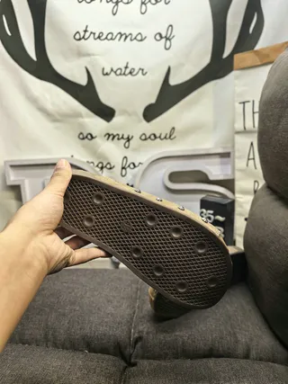 Adidas Beige Brown Suede Upper Cork Sole Slippers 4