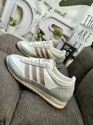 Adidas Beige Gray Low-Top Runner Mixed-Material Upper Lifestyle Sneakers 7