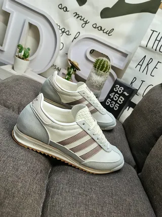 Adidas Beige Gray Low-Top Runner Mixed-Material Upper Lifestyle Sneakers 9