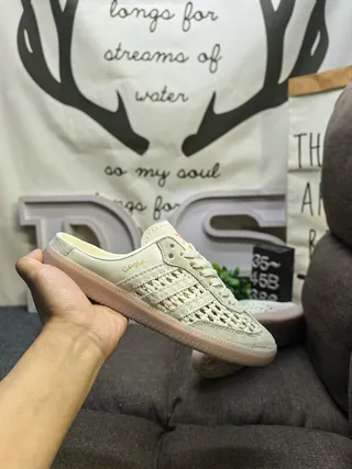 Adidas Beige Perforated Suede Upper Lace-Up Vamp Casual Shoes 4