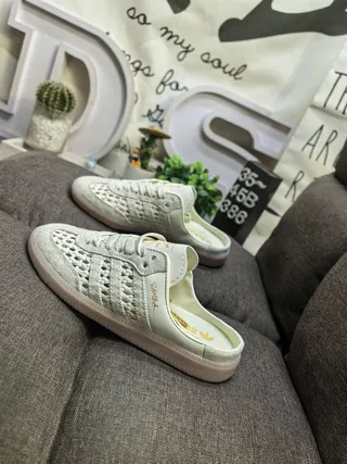 Adidas Beige Perforated Suede Upper Lace-Up Vamp Casual Shoes 6