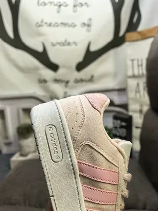 Adidas Beige Pink Low-Top Suede-and-Mesh Upper Lifestyle Sneakers 3