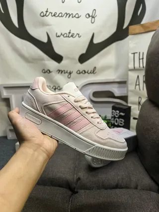 Adidas Beige Pink Low-Top Suede-and-Mesh Upper Lifestyle Sneakers 5