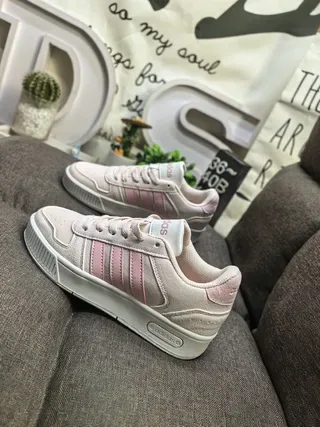 Adidas Beige Pink Low-Top Suede-and-Mesh Upper Lifestyle Sneakers 7