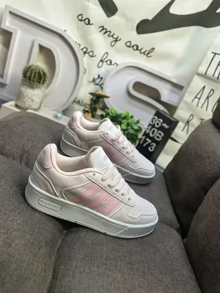 Adidas Beige Pink Low-Top Suede-and-Mesh Upper Lifestyle Sneakers 9