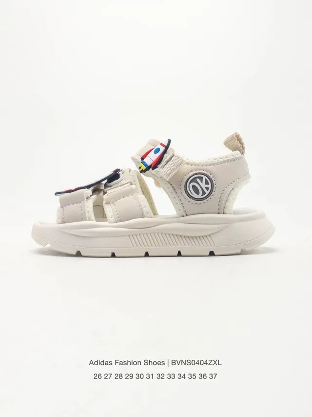 Adidas sandales casuales beige rose multi-bandes fermeture velcro 16