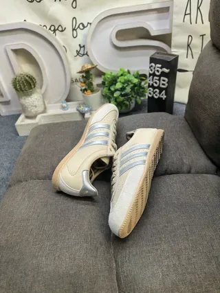 Adidas Beige Silver Low-Top Perforated Toebox Lifestyle Sneakers 6