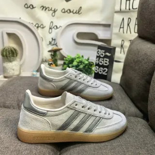 Adidas Beige Silver Suede Upper Metallic Stripes Lifestyle Sneakers
