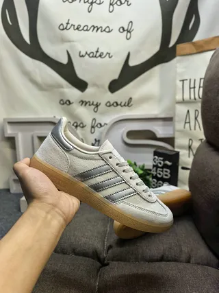 Adidas Beige Silver Suede Upper Metallic Stripes Lifestyle Sneakers 5