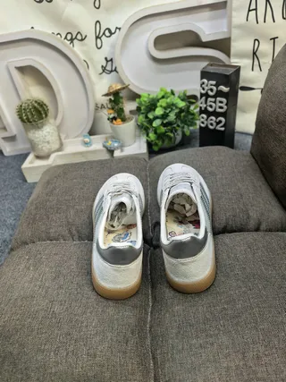 Adidas Beige Silver Suede Upper Metallic Stripes Lifestyle Sneakers 8