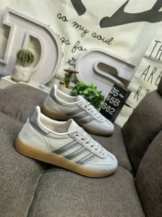 Adidas Beige Silver Suede Upper Metallic Stripes Lifestyle Sneakers 9
