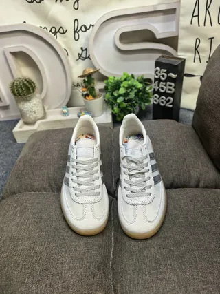 Adidas Beige Silver Suede Upper Metallic Stripes Lifestyle Sneakers 10