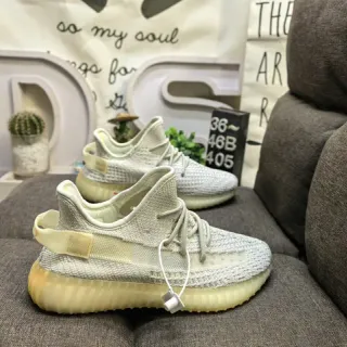 Adidas Beige Yellow Knit Upper Translucent Ridged Sole Lifestyle Sneakers