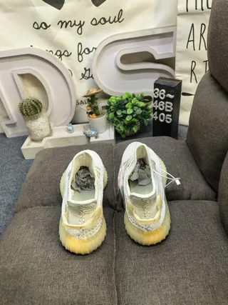 Adidas Beige Yellow Knit Upper Translucent Ridged Sole Lifestyle Sneakers 8