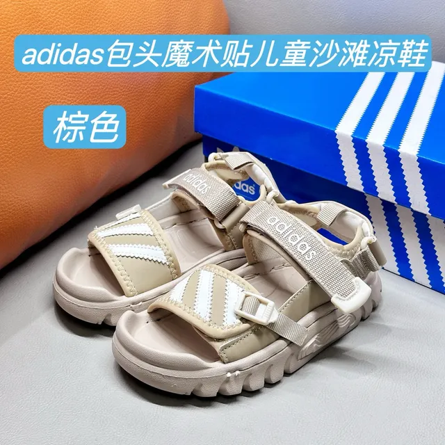 Adidas Sandales pour Enfants Noir et Blanc à Trois Rayures 4