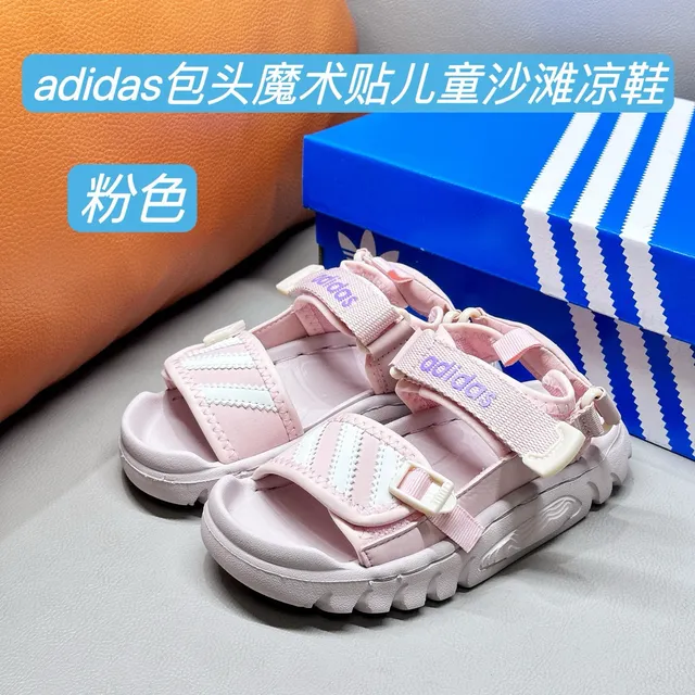 Adidas Sandales pour Enfants Noir et Blanc à Trois Rayures 5