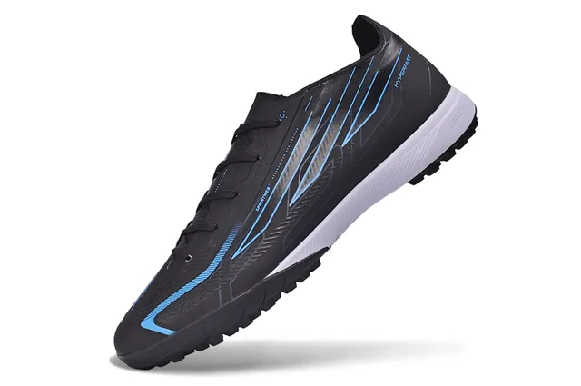 Adidas Noir Bleu Haut Synthétique Accents Graphiques Chaussures de Football Turf 12