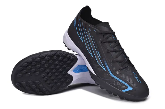 Adidas Noir Bleu Haut Synthétique Accents Graphiques Chaussures de Football Turf 13