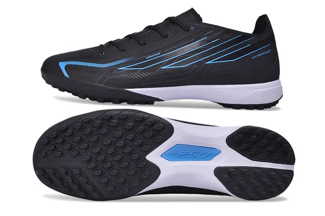 Adidas Noir Bleu Haut Synthétique Accents Graphiques Chaussures de Football Turf 16