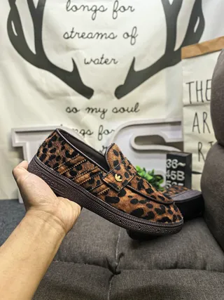 Adidas Black Brown Suede Upper Strap Closure Loafer 5