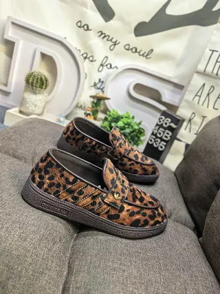 Adidas Black Brown Suede Upper Strap Closure Loafer 9